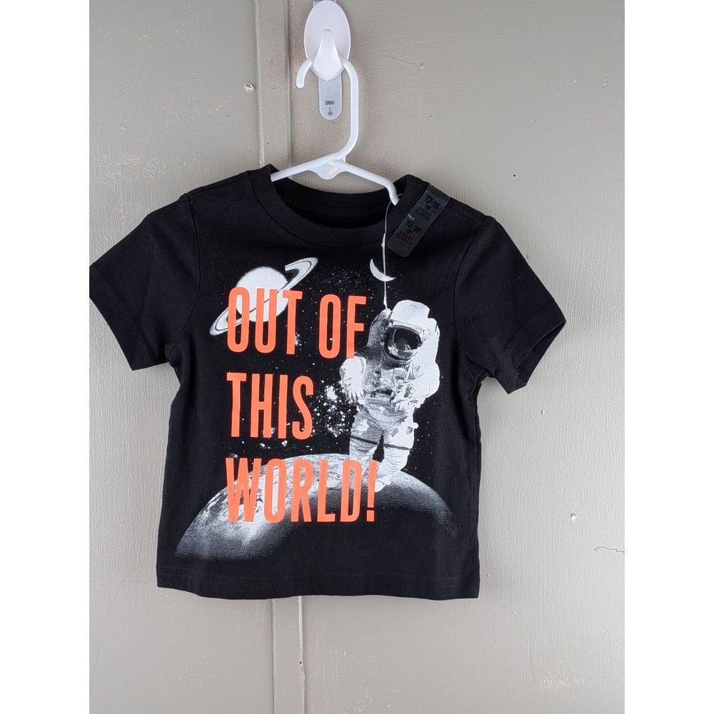 The Childrens Place Boys Black Out Of This World Astronaut Graphic Tee 12-18M